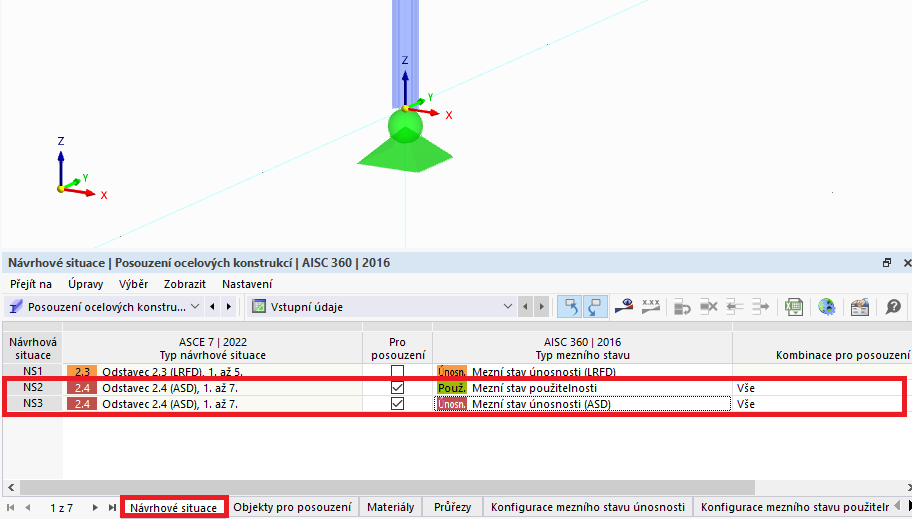 FAQ 005358 | Jak mohu při posouzení podle ASCE 7 provést posouzení únosnosti metodou ASD?