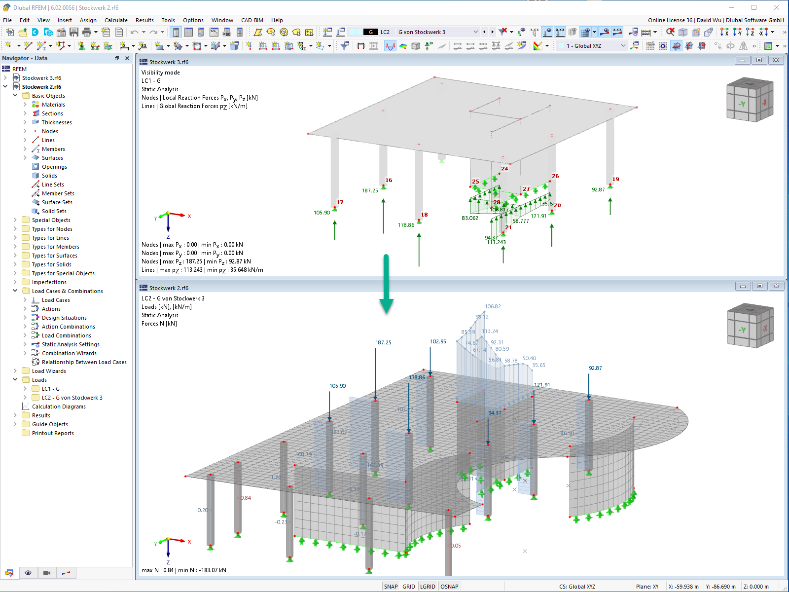 Funkce 002580 | Převzetí podporové síly z jiného modelu