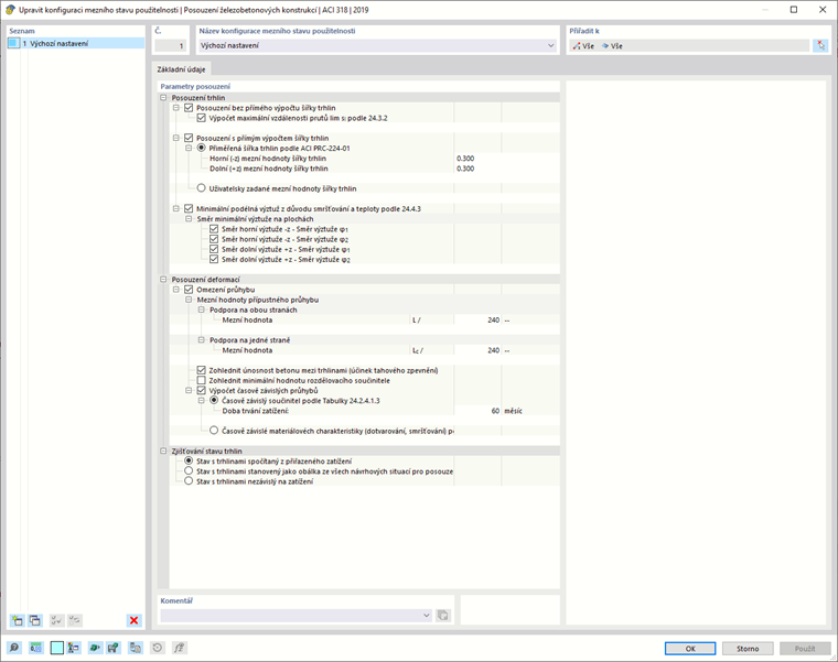 Upravit konfiguraci mezního stavu použitelnosti