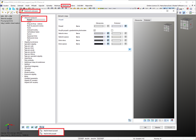 FAQ 005360 | Je možné v programu RFEM 6 změnit barvu pozadí?