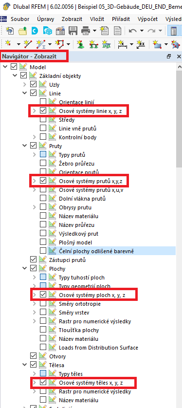 FAQ 005361 | Kde mohu v programu RFEM 6 zobrazit a upravit lokální osové systémy?
