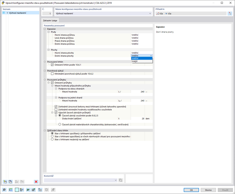 Upravit konfiguraci mezního stavu použitelnosti