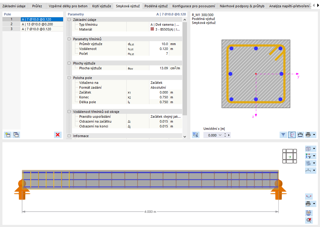 Zadejte smykovou výztuž