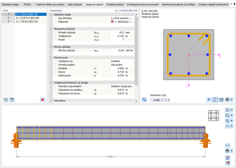 Zadejte smykovou výztuž
