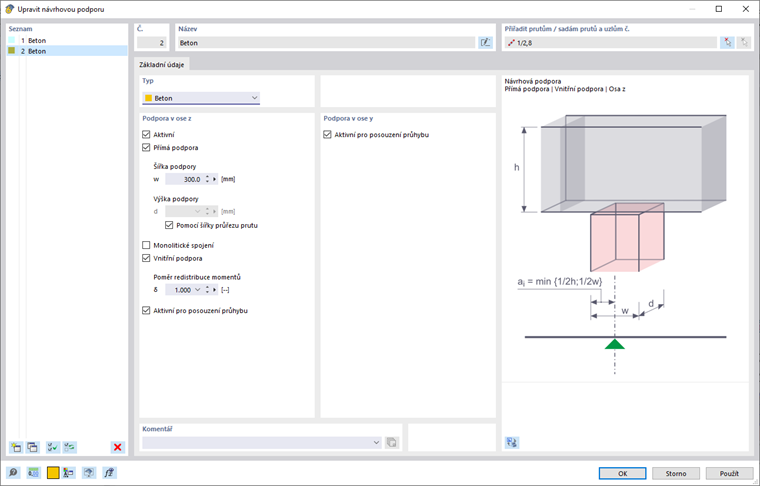 Dialog 'Nová podpora posouzení'