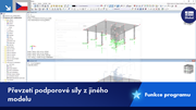 Znázornění funkce pro přenos podporových sil mezi modely ve stavebních projektech.