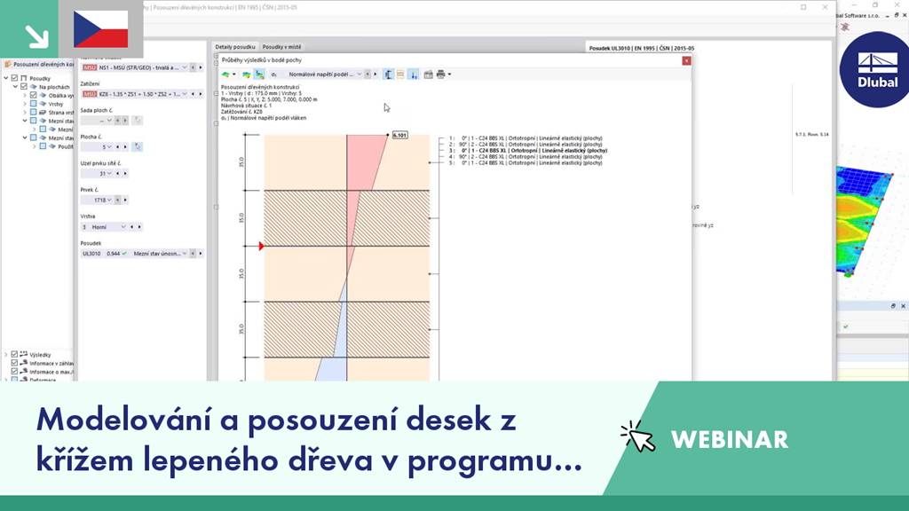 Modelování a posouzení CLT desek v programu RFEM 6 během webináře.