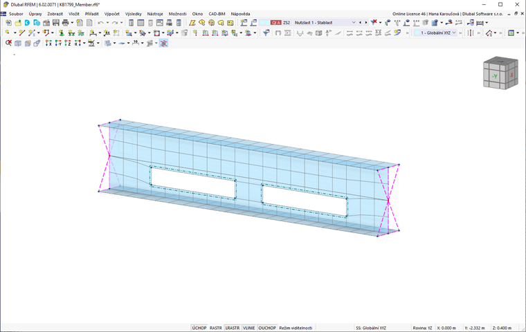KB 001799 | Použití typu prutu Plošný model