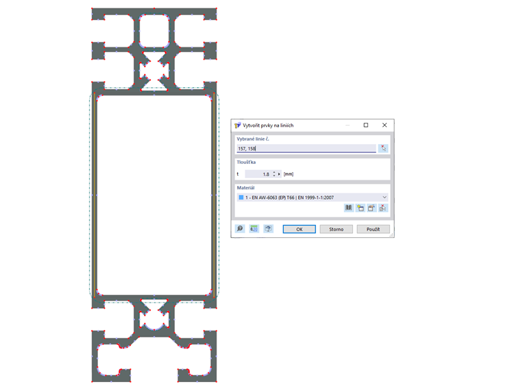 Vytvořit prvky na liniích