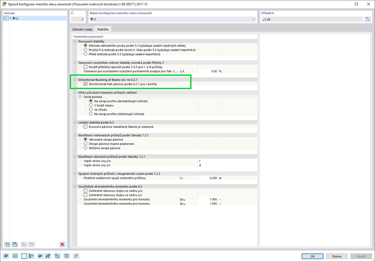 KB 001824 | Posouzení distorzního boulení dolní pásnice ocelového rámového nosníku podle GB