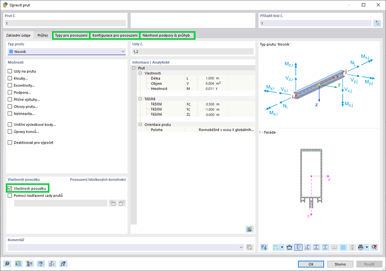 Aktivace vlastností posudku