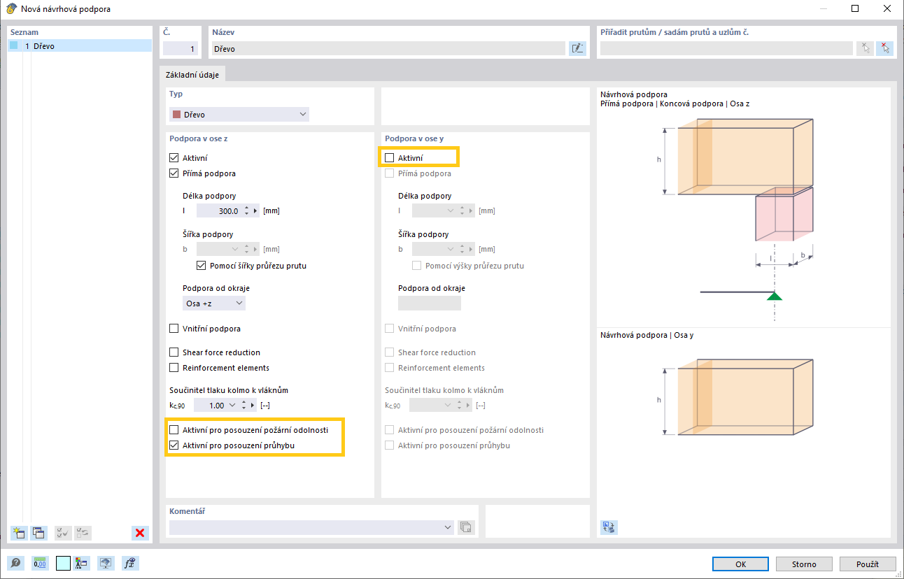 Zadání nové návrhové podpory typu 'Dřevo'