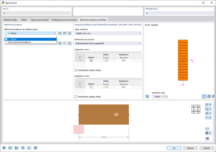 Přiřazení návrhové podpory pro konzolové nosníky