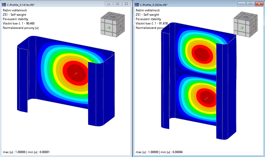 KB 001801 | Srovnání výpočtu skořepinového modelu addonem Stabilita konstrukce