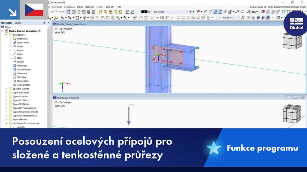 Analýza ocelových přípojů pro tenkostěnné, složené průřezy při statickém návrhu.