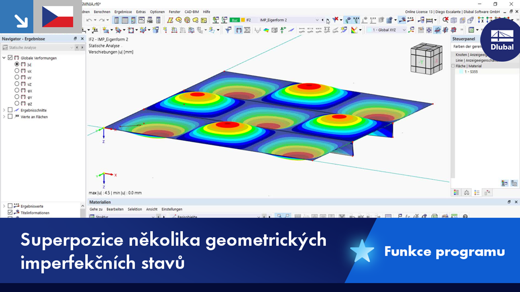 Vizualizace kombinovaných geometrických imperfekcí ve variantě konstrukce