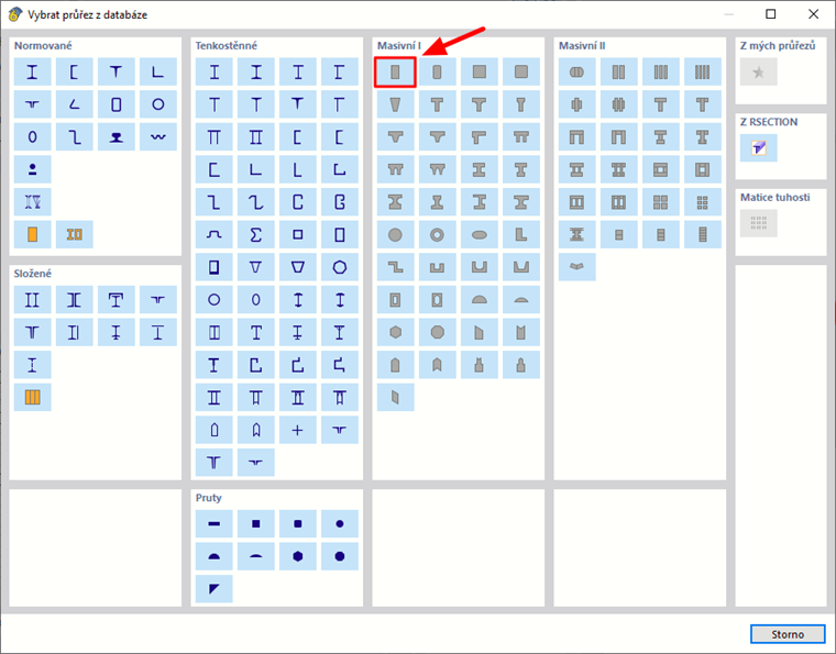 Výběr silnostěnného obdélníkového průřezu