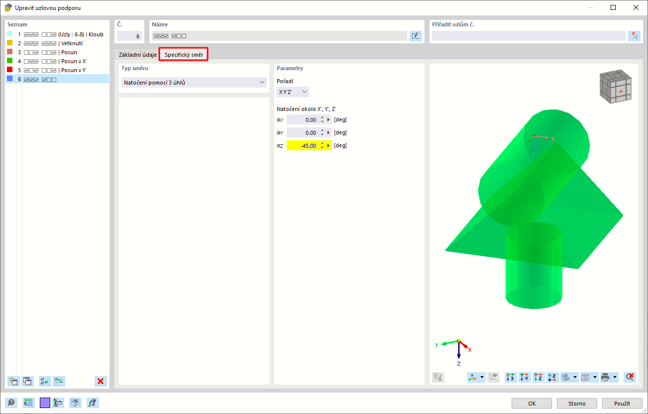 Zarovnání uzlové podpory
