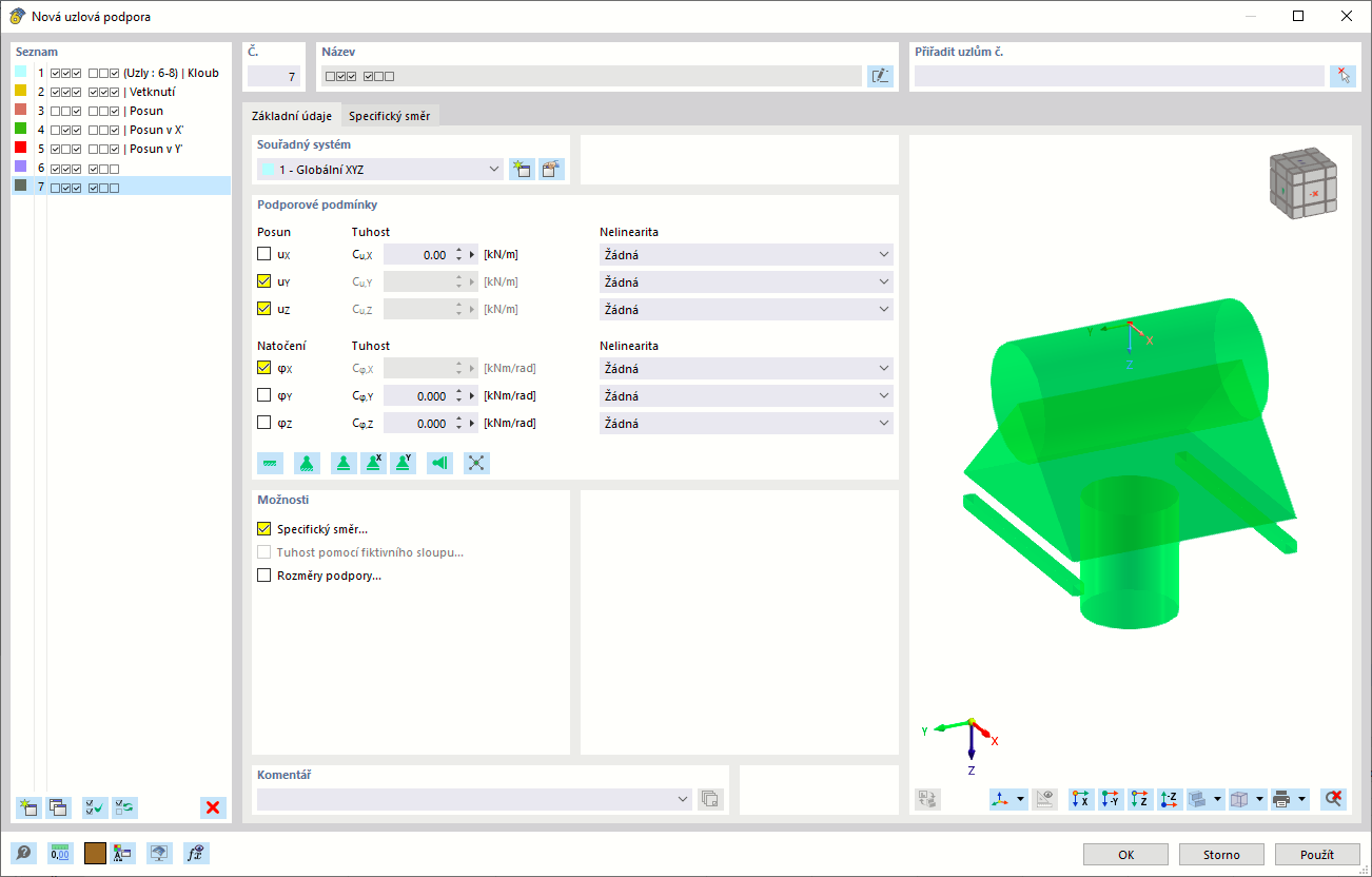 Uložení uzlů na hřebeni a vaznici