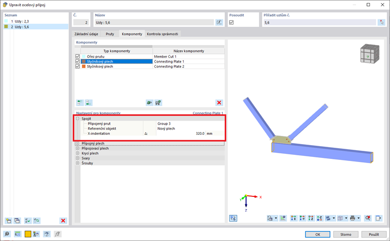 Nastavení pro komponenty