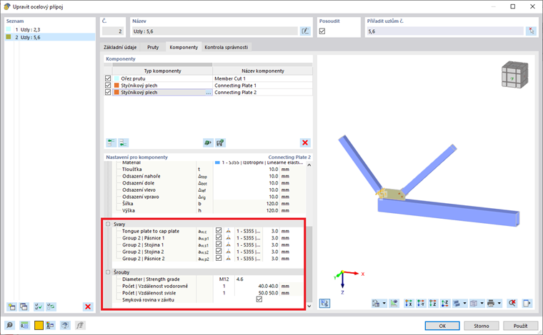 Nastavení pro styčníkový plech č. 2 (2)