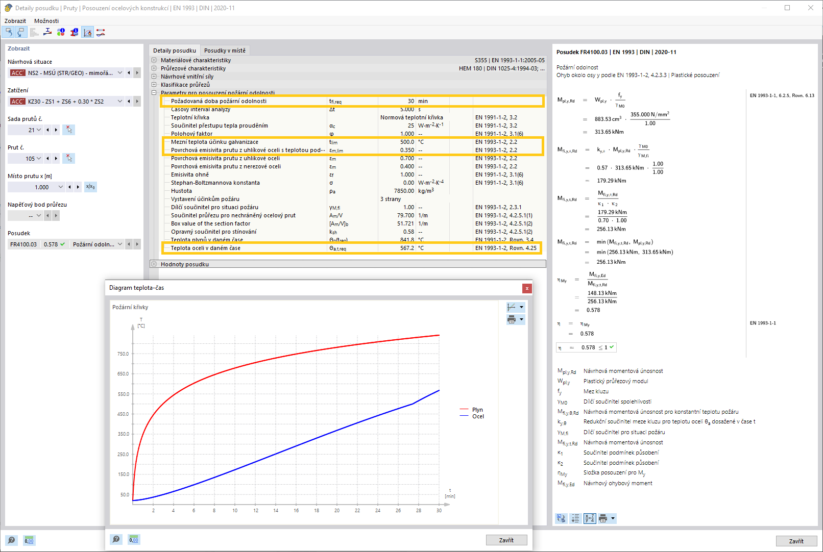 KB 001840 | Posouzení požární odolnosti ocelových žárově zinkovaných konstrukčních prvků v programu RFEM 6 / RSTAB 9