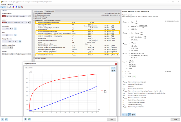 KB 001840 | Posouzení požární odolnosti ocelových žárově zinkovaných konstrukčních prvků v programu RFEM 6 / RSTAB 9