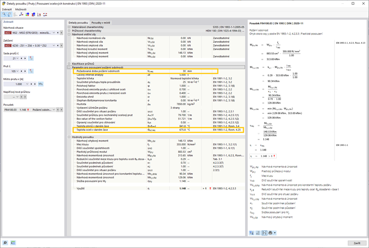 KB 001840 | Posouzení požární odolnosti ocelových žárově zinkovaných konstrukčních prvků v programu RFEM 6 / RSTAB 9