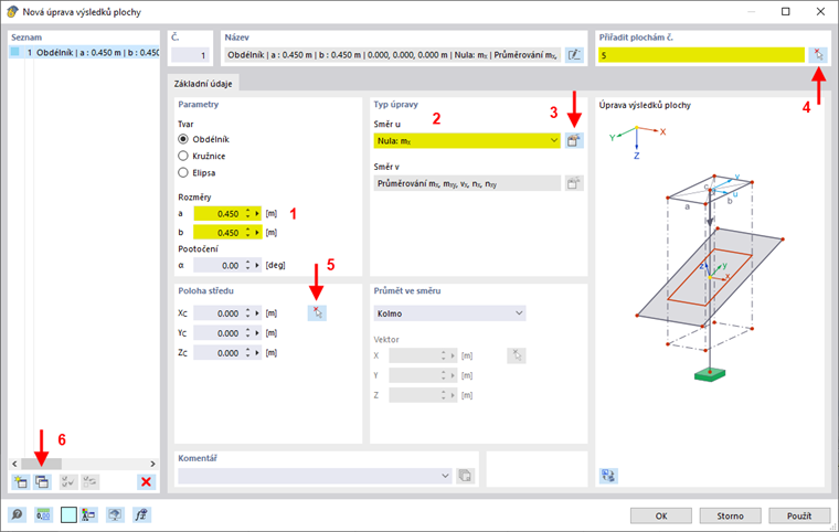 Nová úprava výsledků plochy