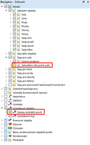 Možnosti zobrazení v navigátoru