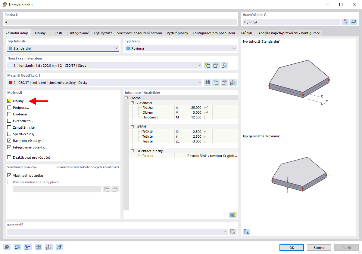 Aktivovat liniové klouby