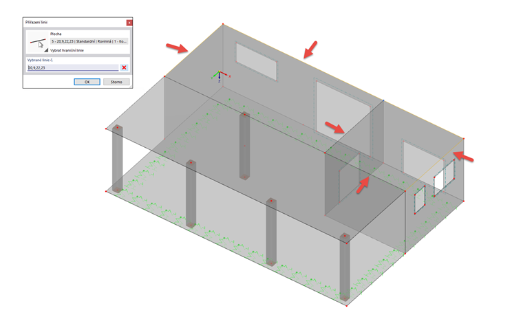 Vybrat linie v pracovní oblasti