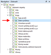 Možnost zobrazení průřezu žebra