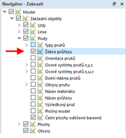 Možnost zobrazení průřezu žebra