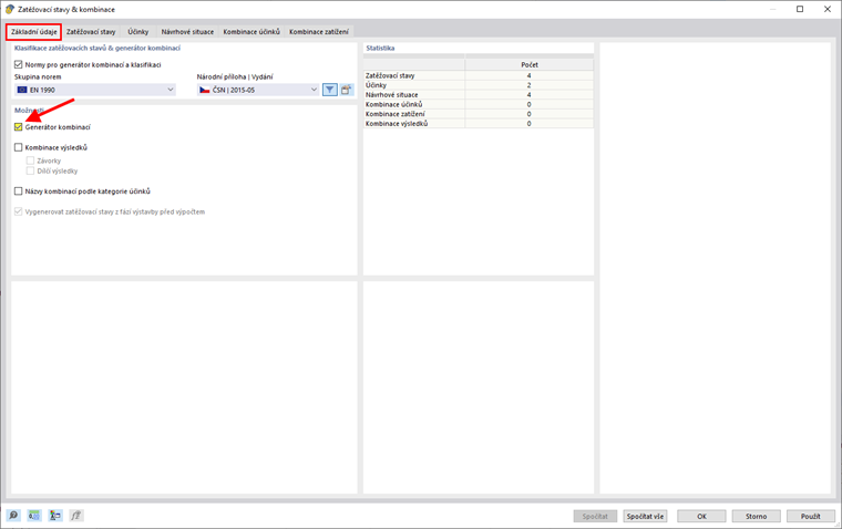 Aktivovat generátor kombinací