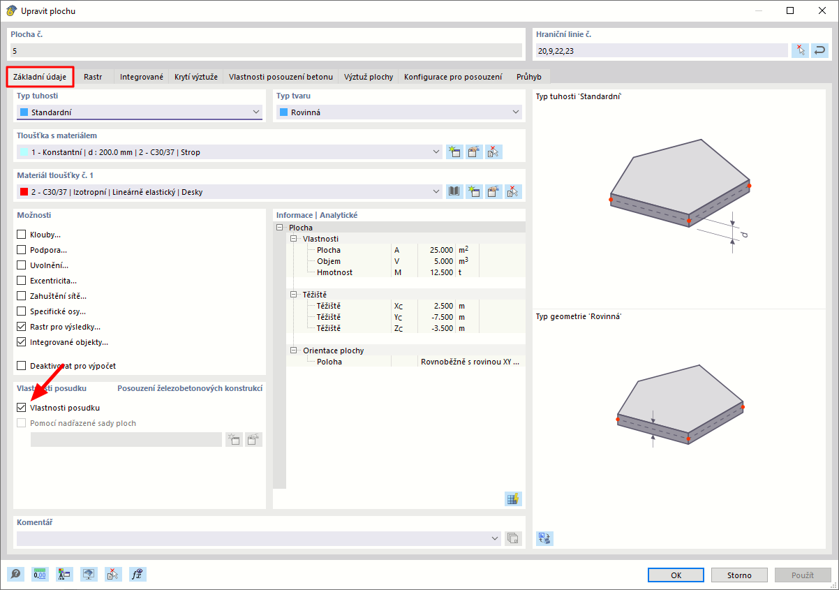 Aktivovat návrhové vlastnosti plochy