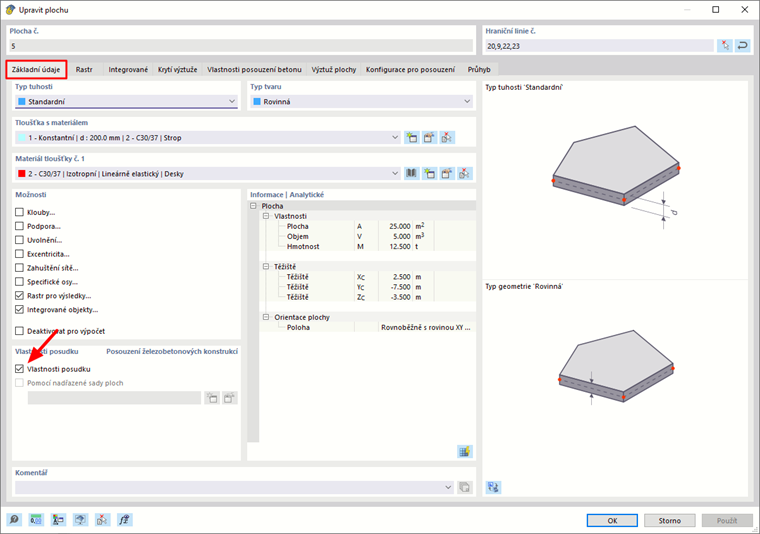Aktivovat návrhové vlastnosti plochy