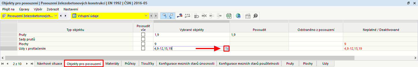Přidat posuzované uzly