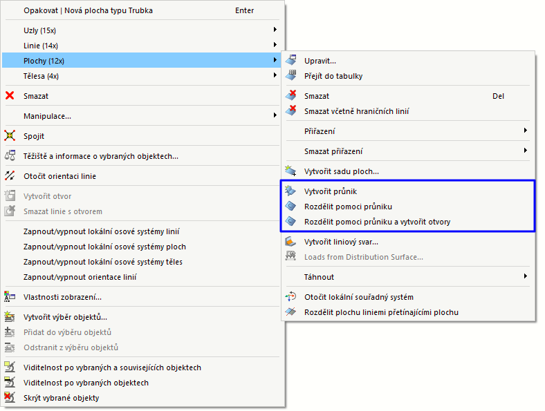 Možnosti pro průniky v místní nabídce ploch