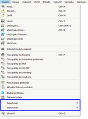 Vyvolání rozhraní z nabídky 'Soubor'
