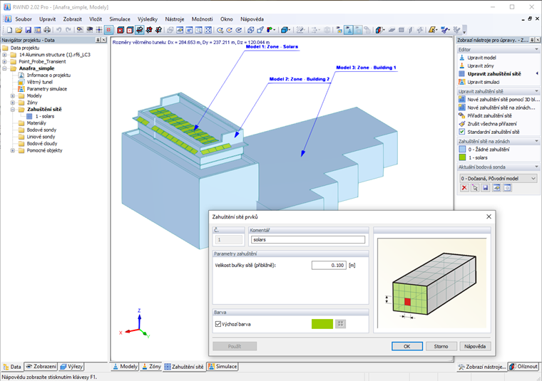Zahuštění sítě zón