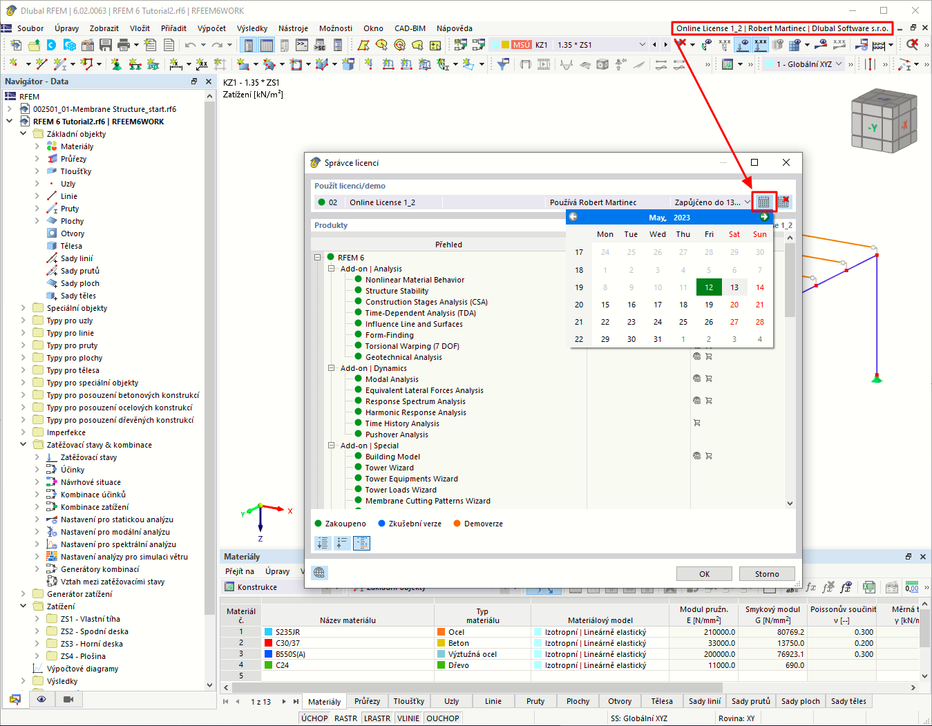KB 001803 | Online licence společnosti Dlubal