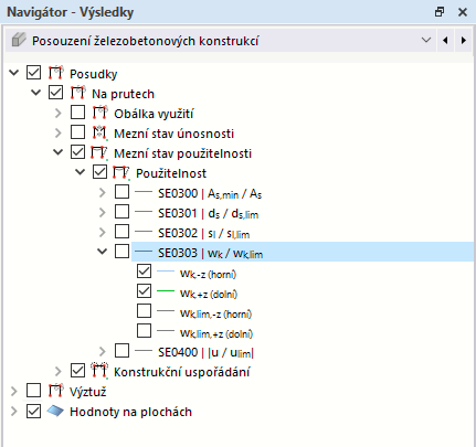 Detaily posouzení v navigátoru
