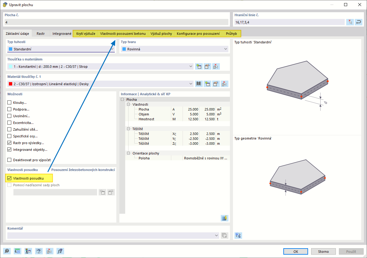 Aktivovat návrhové vlastnosti plochy