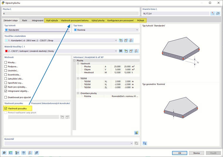 Aktivovat návrhové vlastnosti plochy