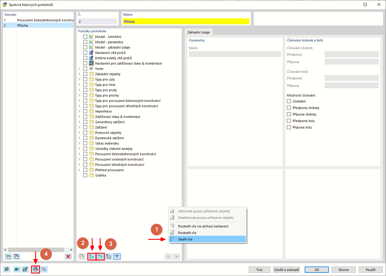 Vytvořit tiskový protokol pro parcely