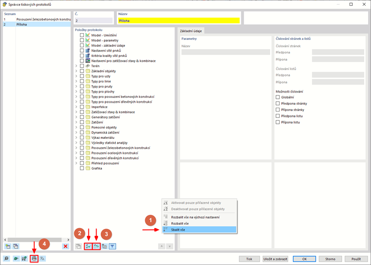 Vytvořit tiskový protokol pro parcely