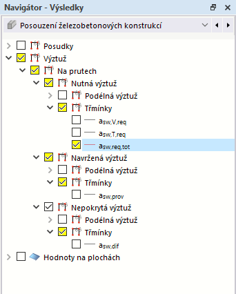 Třmínková výztuž v sadě prutů