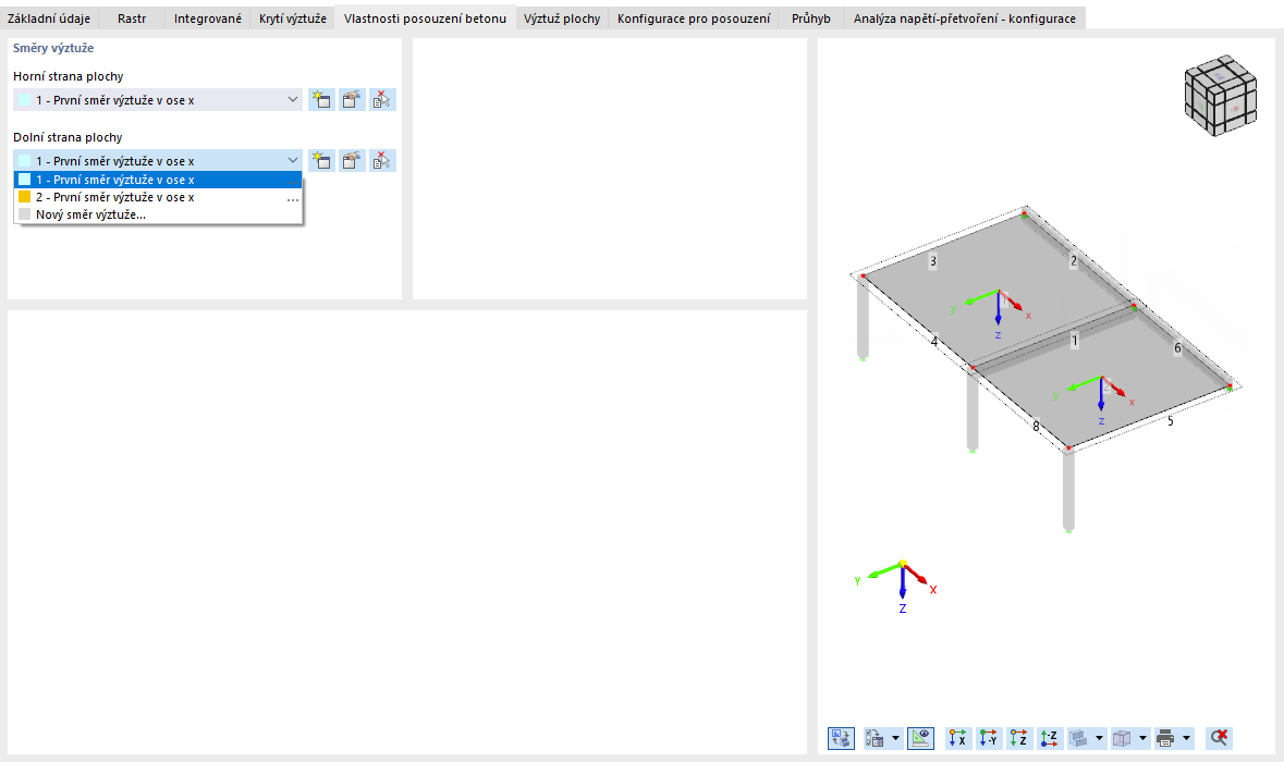 Zadání směrů výztuže