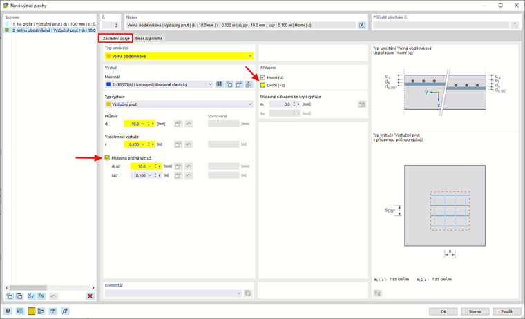 Nová výztuž plochy